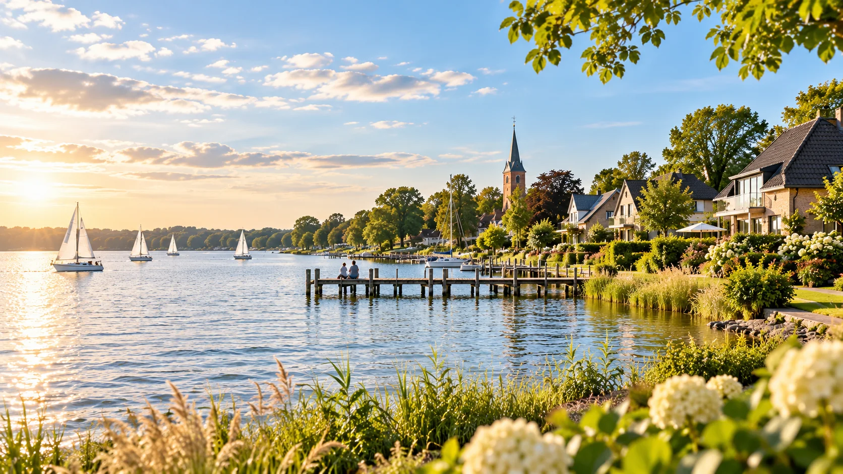 Landschaft mit Wasser und Ufervegetation