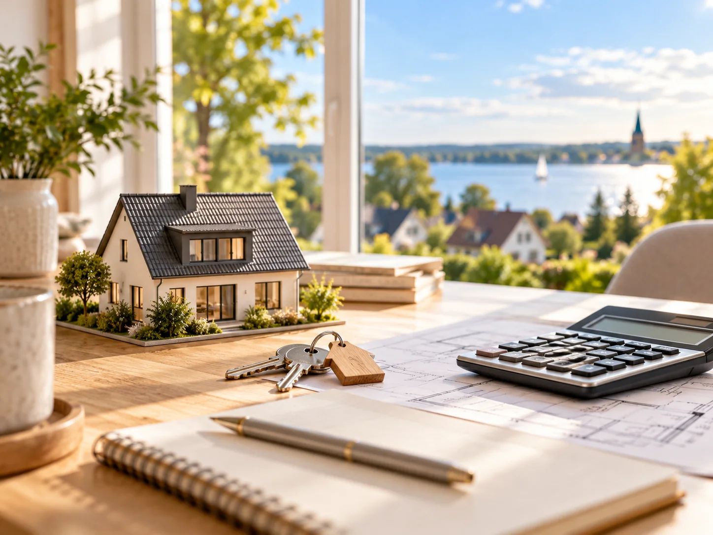 Hausmodell und Unterlagen für eine Finanzierungsplanung